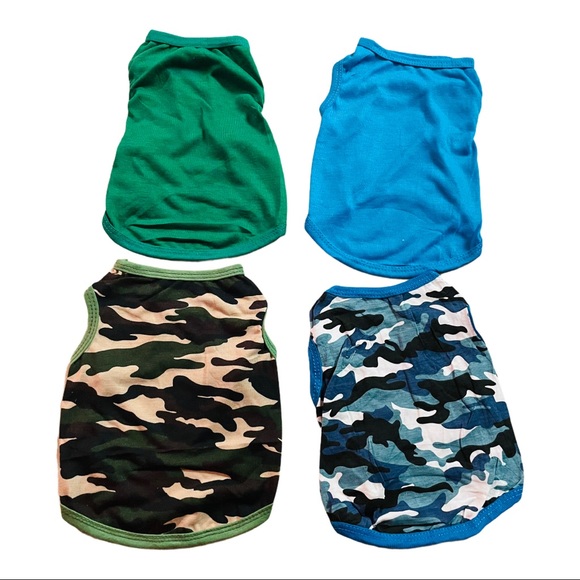 4 Piece Solid And Camouflage Dog Clothes Small - Picture 3 of 10